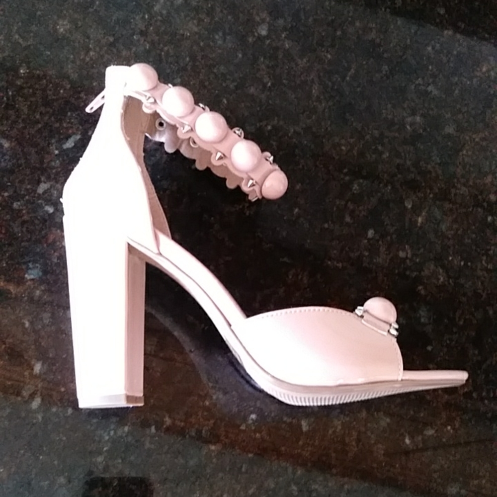 Charlotte Russe Y2k Studded Quecy Chunky Block Heels 10 Nude - Picture 12 of 16